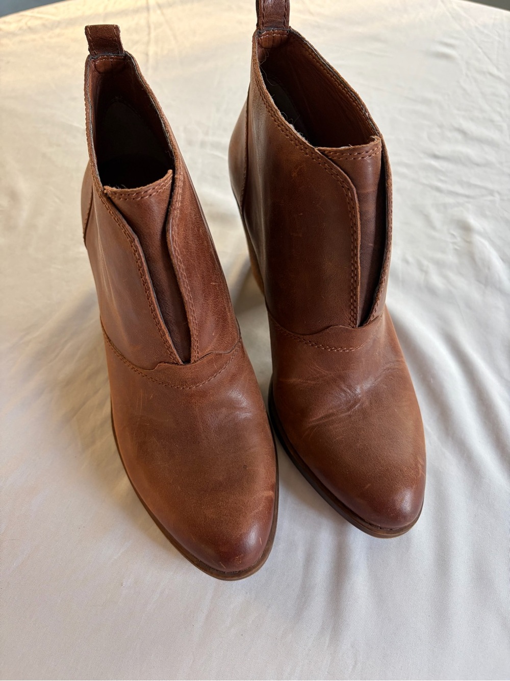 Lucky Brand Chestnut Brown Leather Pointed Ankle Booties
